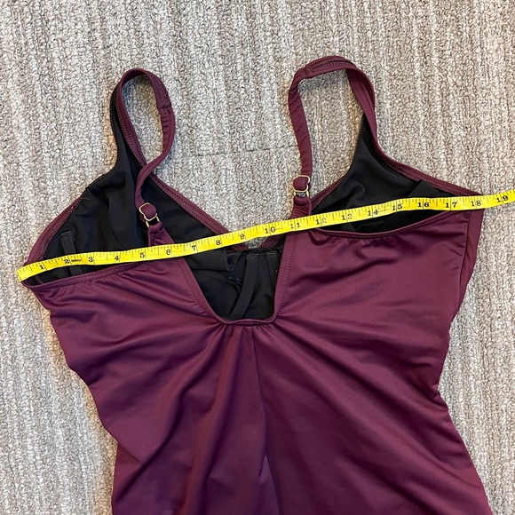 Miraclesuit Swimsuit Plum One Piece Faux Wrap 16 16DD - Picture 7 of 8